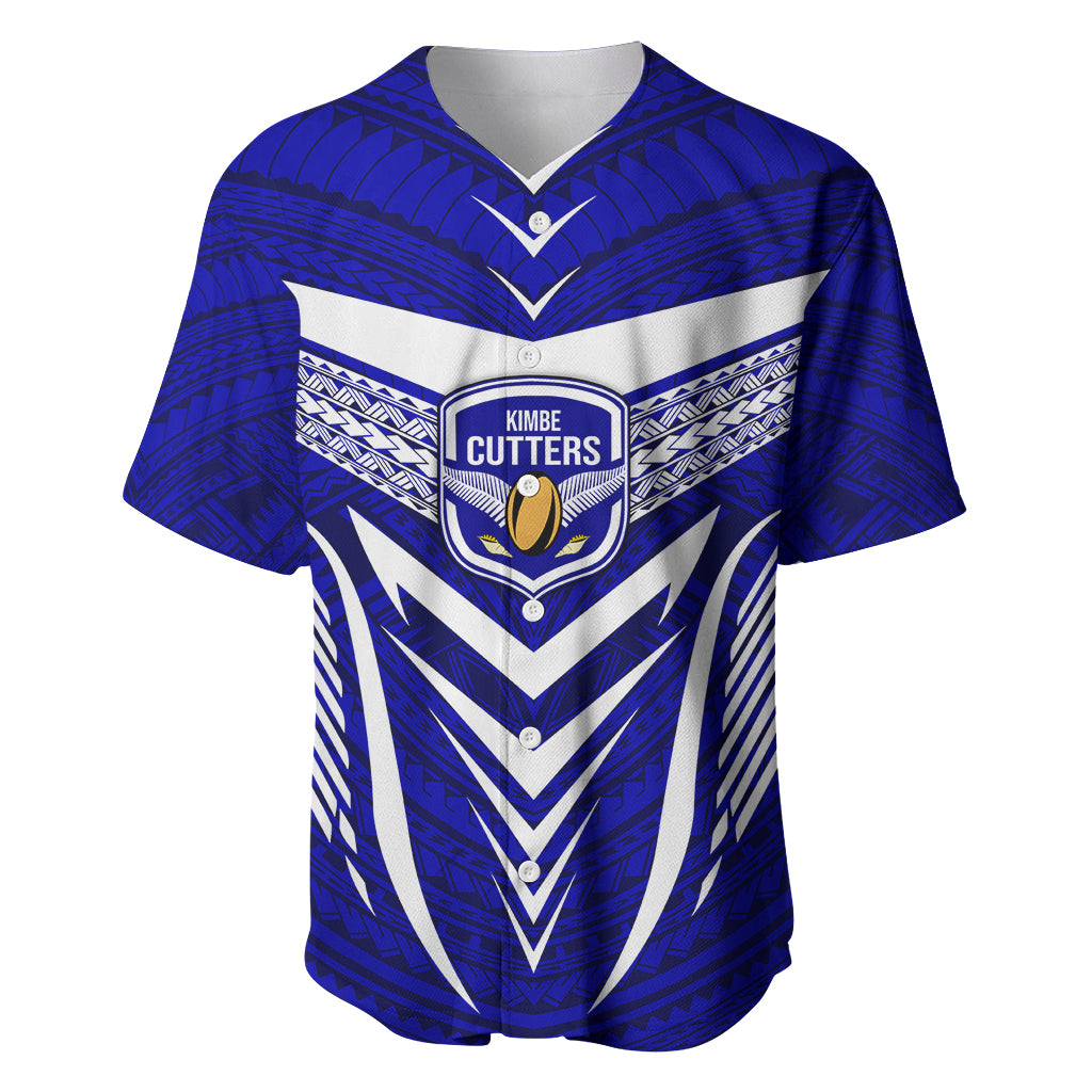 Custom Kimbe Cutters Rugby Baseball Jersey Papua New Guinea Polynesian Tattoo Blue Version LT03 Blue - Polynesian Pride