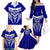 Custom Kimbe Cutters Rugby Family Matching Off Shoulder Long Sleeve Dress and Hawaiian Shirt Papua New Guinea Polynesian Tattoo Blue Version LT03 - Polynesian Pride