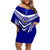 Custom Kimbe Cutters Rugby Family Matching Off Shoulder Short Dress and Hawaiian Shirt Papua New Guinea Polynesian Tattoo Blue Version LT03 Mom's Dress Blue - Polynesian Pride