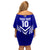 Custom Kimbe Cutters Rugby Family Matching Off Shoulder Short Dress and Hawaiian Shirt Papua New Guinea Polynesian Tattoo Blue Version LT03 - Polynesian Pride