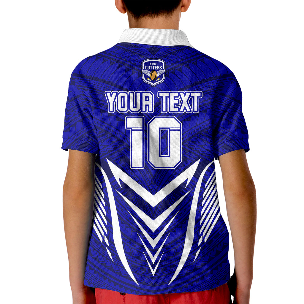 Custom Kimbe Cutters Rugby Kid Polo Shirt Papua New Guinea Polynesian Tattoo Blue Version LT03 - Polynesian Pride