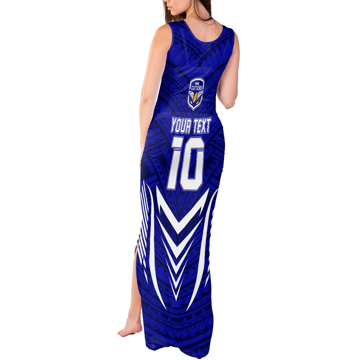 Custom Kimbe Cutters Rugby Tank Maxi Dress Papua New Guinea Polynesian Tattoo Blue Version LT03 - Polynesian Pride