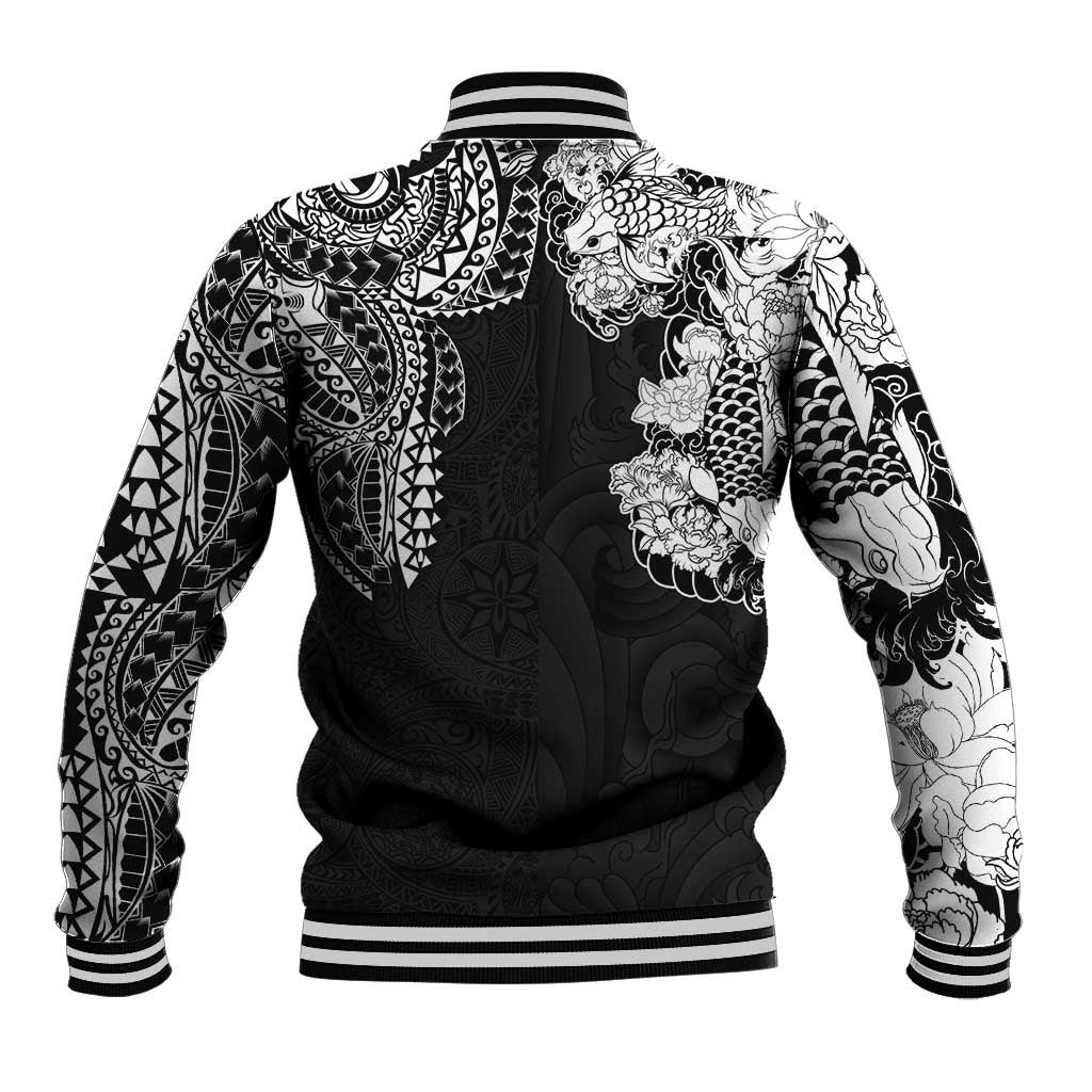 Japanese Irezumi and Hawaiian Polynesian Art Tattoo Baseball Jacket Black Color LT03 - Polynesian Pride