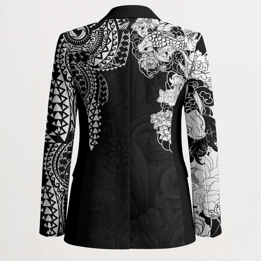 Japanese Irezumi and Hawaiian Polynesian Art Tattoo Blazer Black Color LT03 - Polynesian Pride