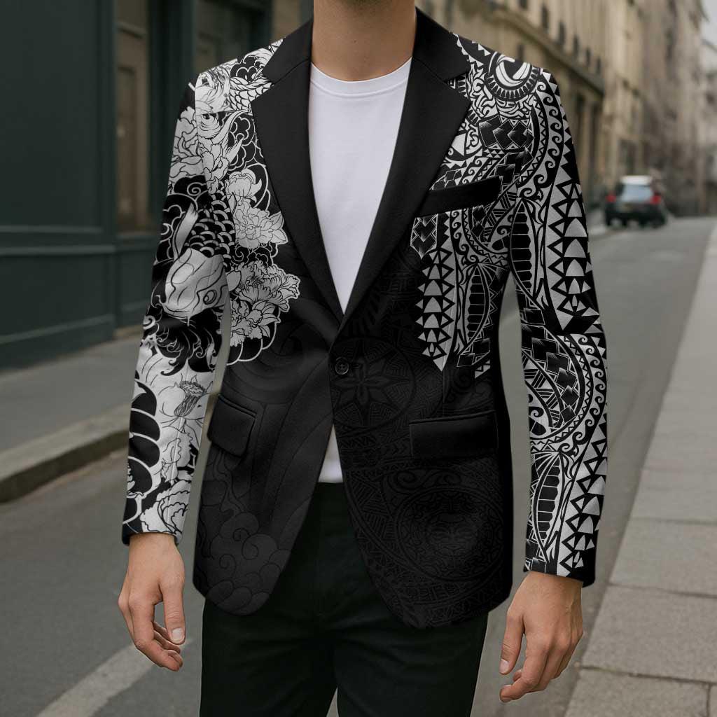 Japanese Irezumi and Hawaiian Polynesian Art Tattoo Blazer Black Color LT03 - Polynesian Pride