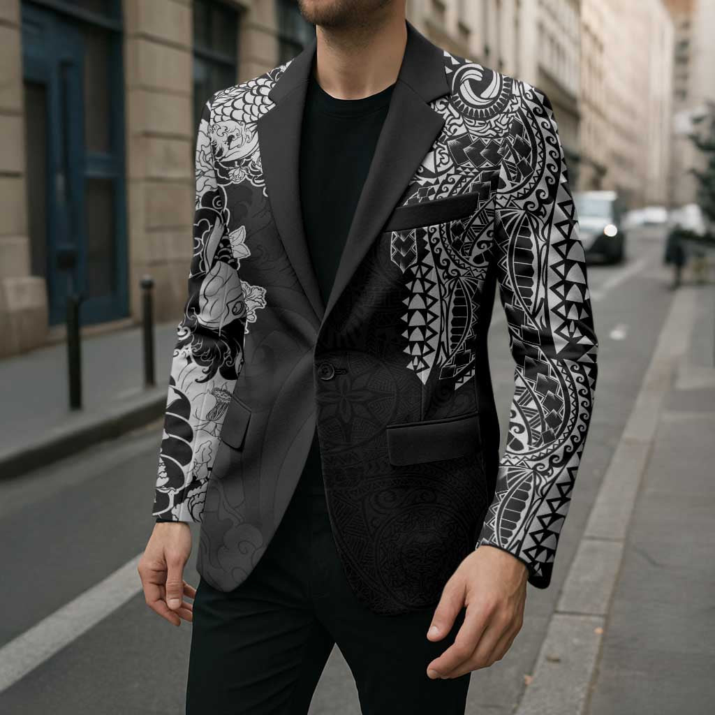 Japanese Irezumi and Hawaiian Polynesian Art Tattoo Blazer Black Color LT03 - Polynesian Pride