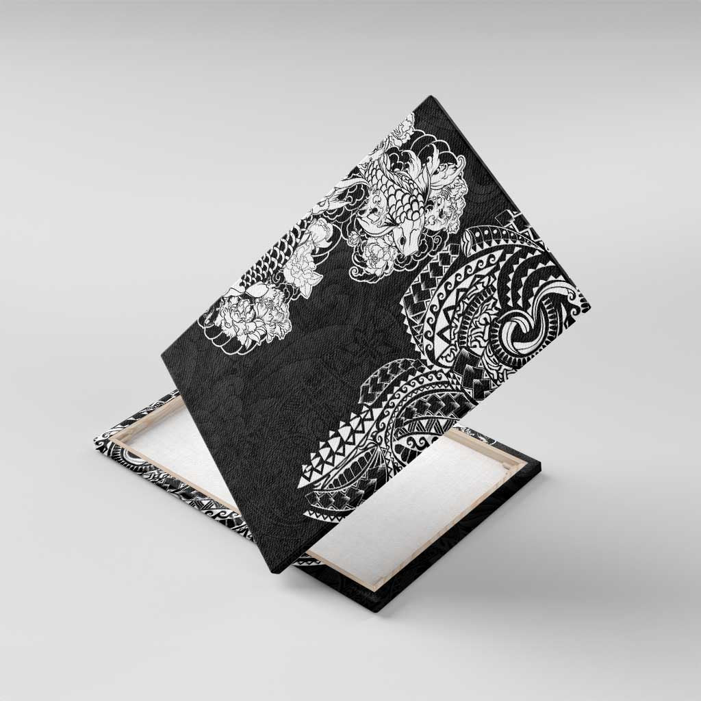 Japanese Irezumi and Hawaiian Polynesian Art Tattoo Canvas Wall Art Black Color LT03 With Frame Black - Polynesian Pride