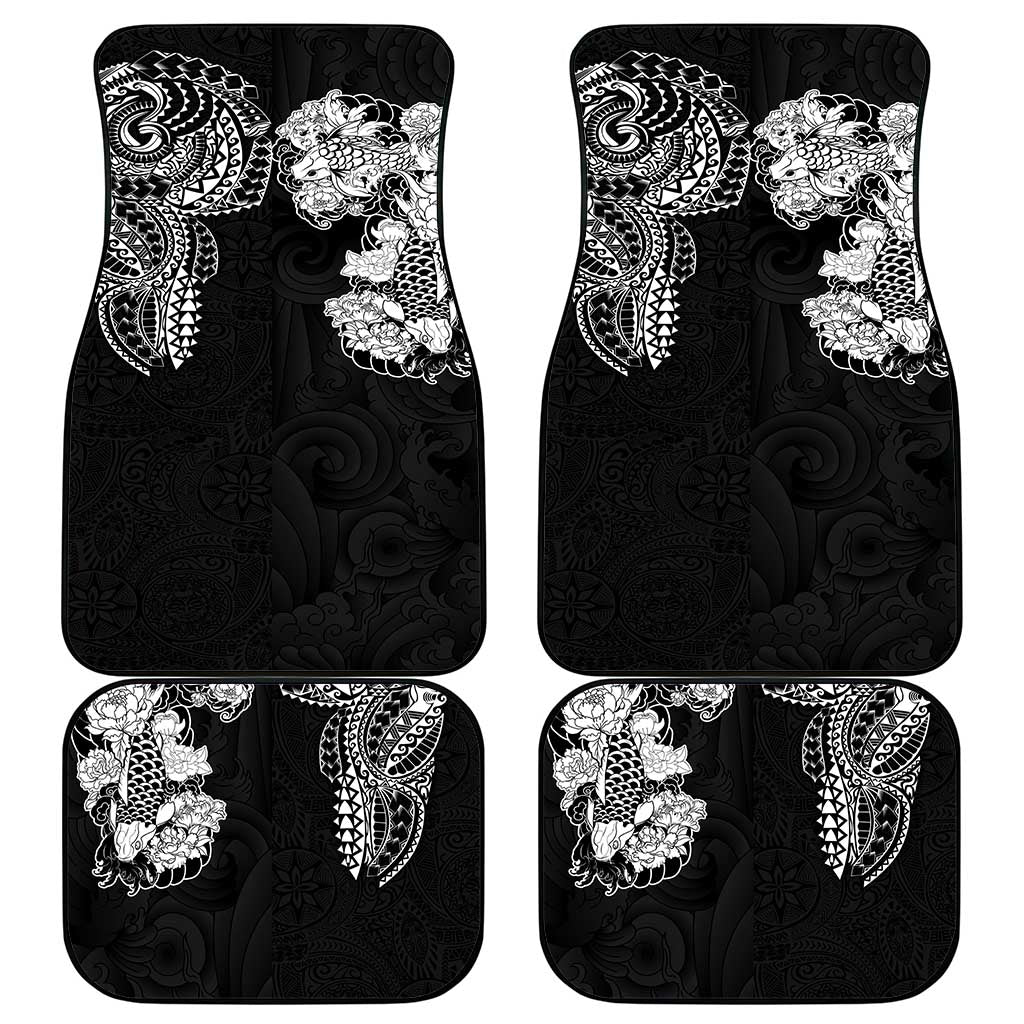 Japanese Irezumi and Hawaiian Polynesian Art Tattoo Car Mats Black Color - Polynesian Pride