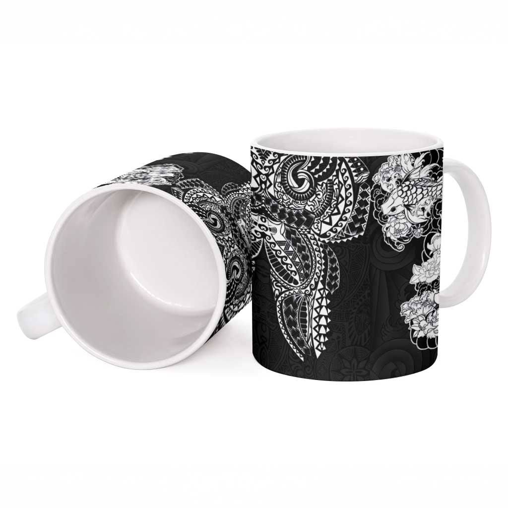 Japanese Irezumi and Hawaiian Polynesian Art Tattoo Ceramic Mug Black Color LT03 - Polynesian Pride