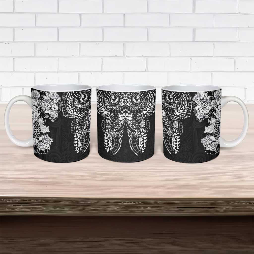 Japanese Irezumi and Hawaiian Polynesian Art Tattoo Ceramic Mug Black Color LT03 - Polynesian Pride