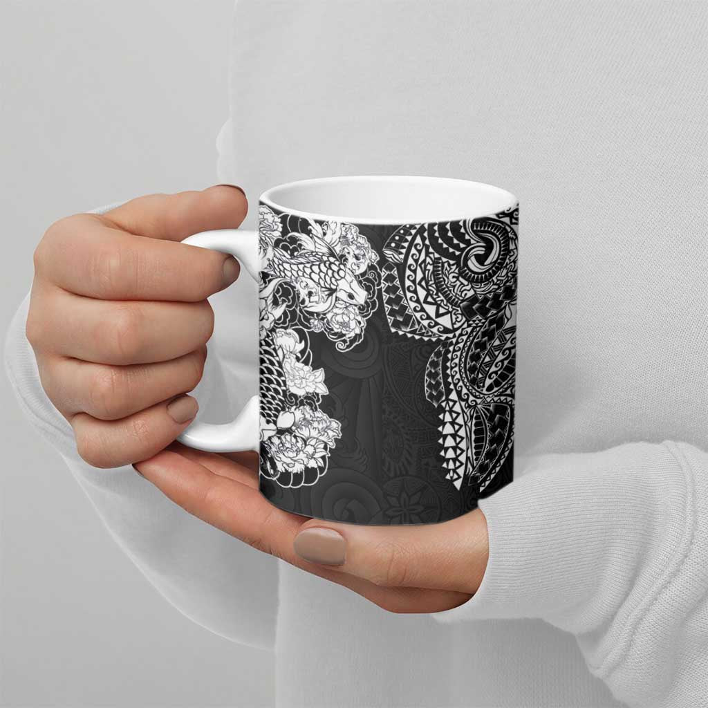 Japanese Irezumi and Hawaiian Polynesian Art Tattoo Ceramic Mug Black Color LT03 - Polynesian Pride