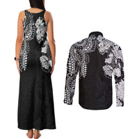 Japanese Irezumi and Hawaiian Polynesian Art Tattoo Couples Matching Tank Maxi Dress and Long Sleeve Button Shirt Black Color - Polynesian Pride