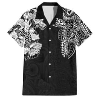 Japanese Irezumi and Hawaiian Polynesian Art Tattoo Family Matching Summer Maxi Dress and Hawaiian Shirt Black Color - Polynesian Pride