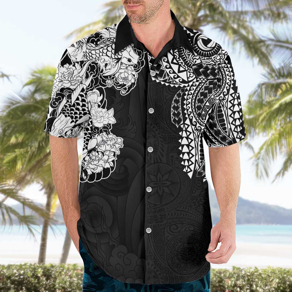 Japanese Irezumi and Hawaiian Polynesian Art Tattoo Hawaiian Shirt Black Color - Polynesian Pride