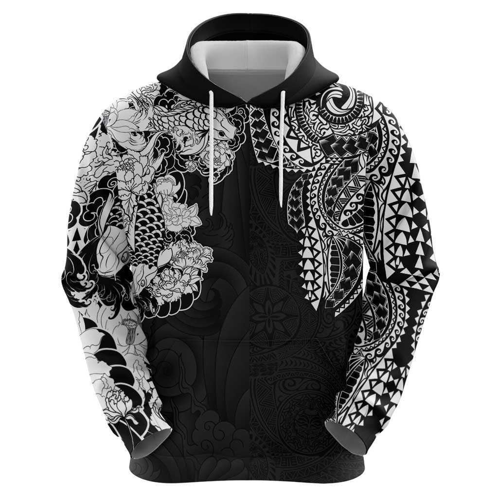 Japanese Irezumi and Hawaiian Polynesian Art Tattoo Hoodie Black Color - Polynesian Pride