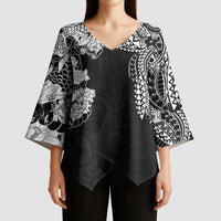 Japanese Irezumi and Hawaiian Polynesian Art Tattoo Kimono Sleeve Blouse Black Color LT03 - Polynesian Pride