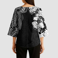 Japanese Irezumi and Hawaiian Polynesian Art Tattoo Kimono Sleeve Blouse Black Color LT03 - Polynesian Pride
