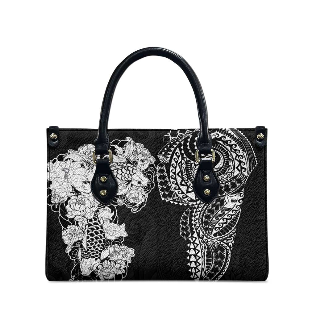Japanese Irezumi and Hawaiian Polynesian Art Tattoo Leather Bag Black Color - Polynesian Pride
