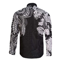 Japanese Irezumi and Hawaiian Polynesian Art Tattoo Long Sleeve Button Shirt Black Color LT03 - Polynesian Pride