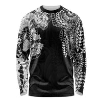 Japanese Irezumi and Hawaiian Polynesian Art Tattoo Long Sleeve Shirt Black Color LT03 Unisex Black - Polynesian Pride