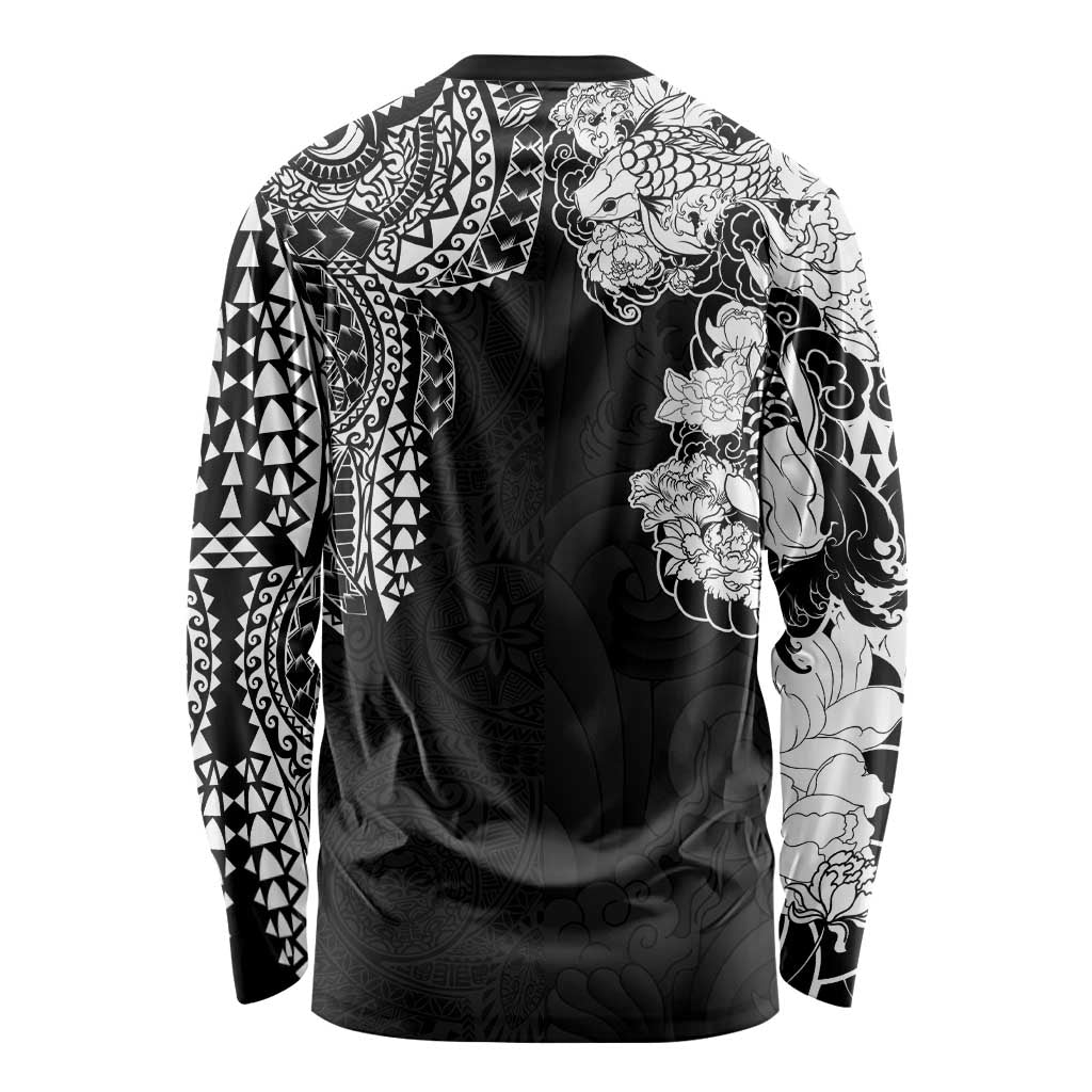 Japanese Irezumi and Hawaiian Polynesian Art Tattoo Long Sleeve Shirt Black Color LT03 - Polynesian Pride