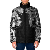 Japanese Irezumi and Hawaiian Polynesian Art Tattoo Padded Jacket Black Color LT03 Men Black - Polynesian Pride