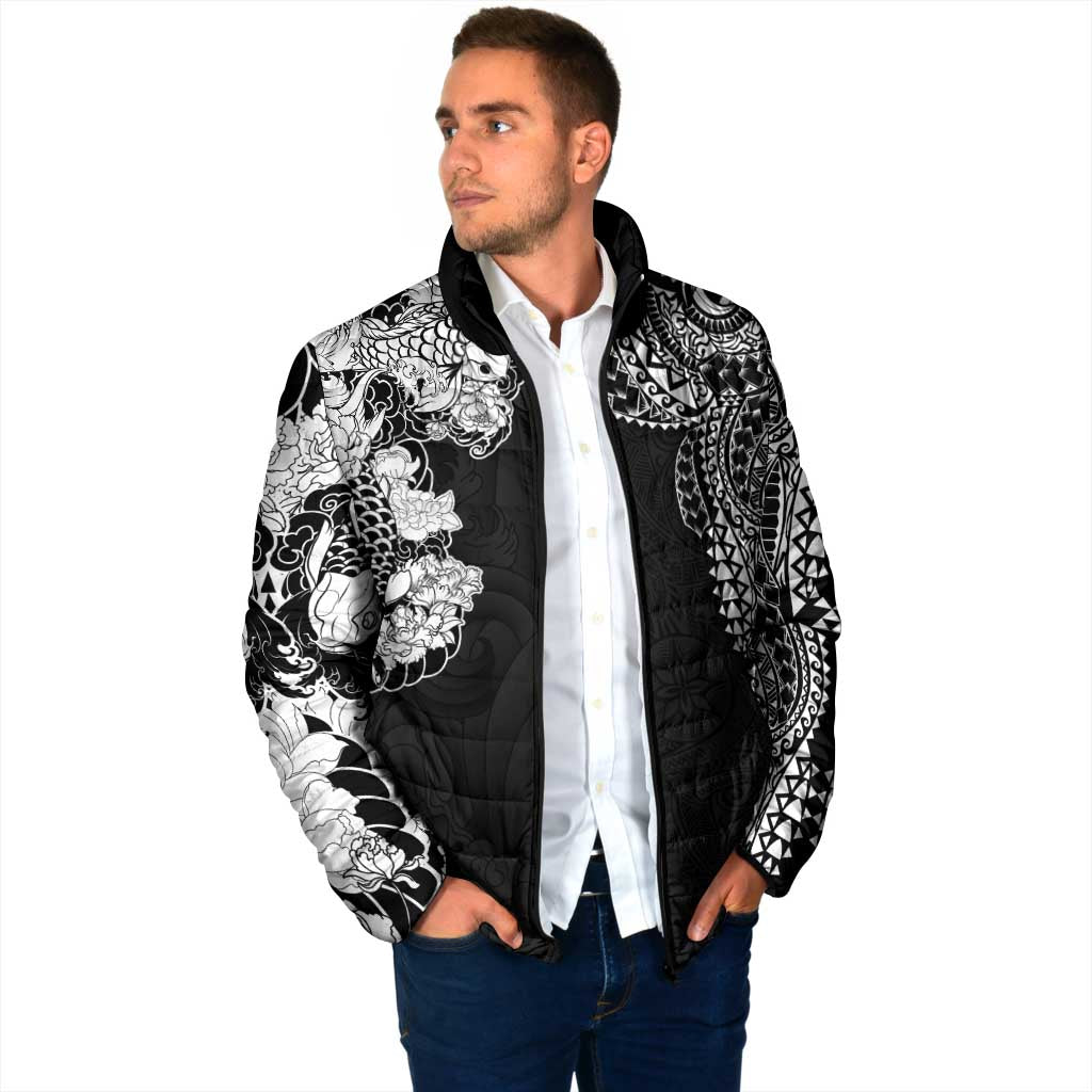 Japanese Irezumi and Hawaiian Polynesian Art Tattoo Padded Jacket Black Color LT03 - Polynesian Pride