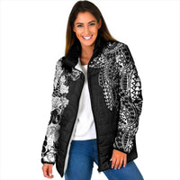 Japanese Irezumi and Hawaiian Polynesian Art Tattoo Padded Jacket Black Color LT03 Women Black - Polynesian Pride