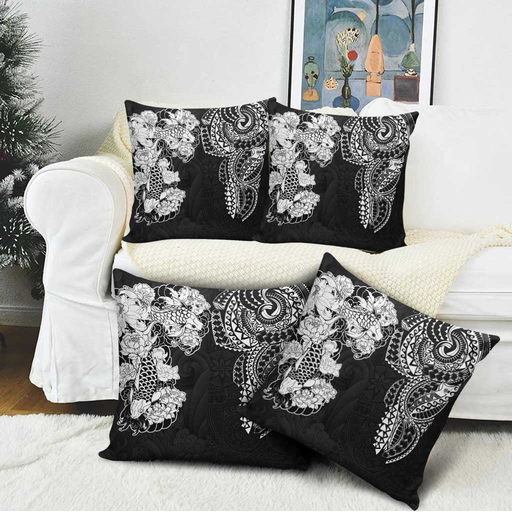 Japanese Irezumi and Hawaiian Polynesian Art Tattoo Pillow Cover Black Color - Polynesian Pride
