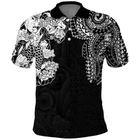 Japanese Irezumi and Hawaiian Polynesian Art Tattoo Polo Shirt Black Color - Polynesian Pride