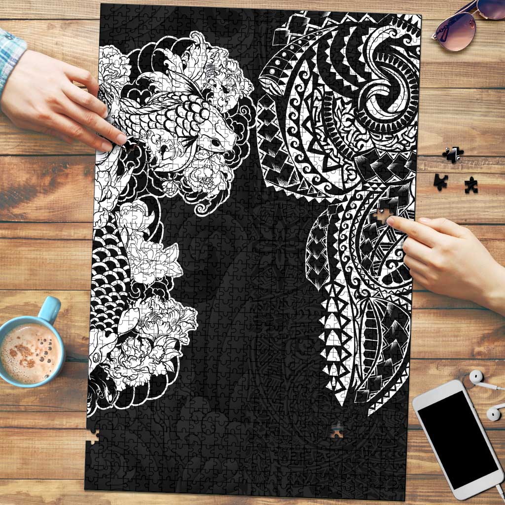 Japanese Irezumi and Hawaiian Polynesian Art Tattoo Puzzle Black Color LT03 Black - Polynesian Pride