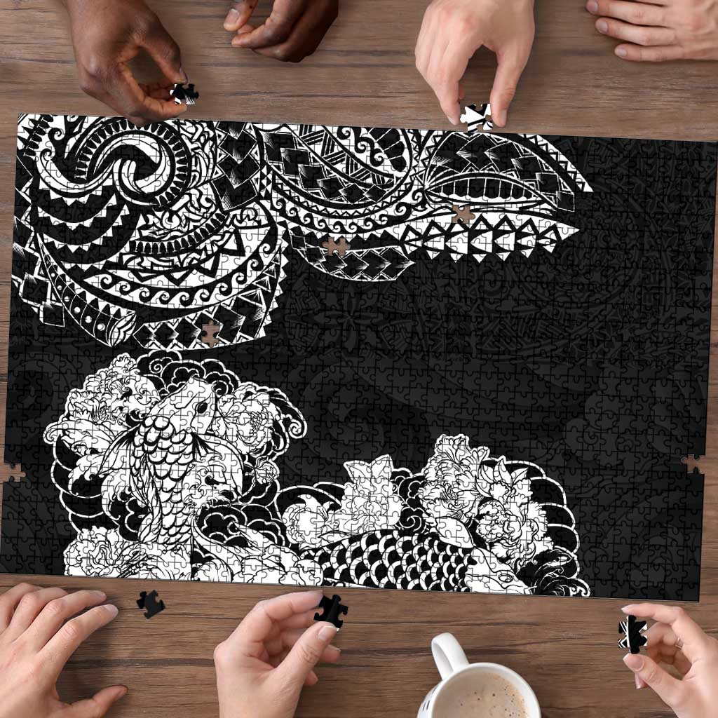 Japanese Irezumi and Hawaiian Polynesian Art Tattoo Puzzle Black Color LT03 - Polynesian Pride