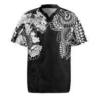 Japanese Irezumi and Hawaiian Polynesian Art Tattoo Rugby Jersey Black Color LT03 Black - Polynesian Pride