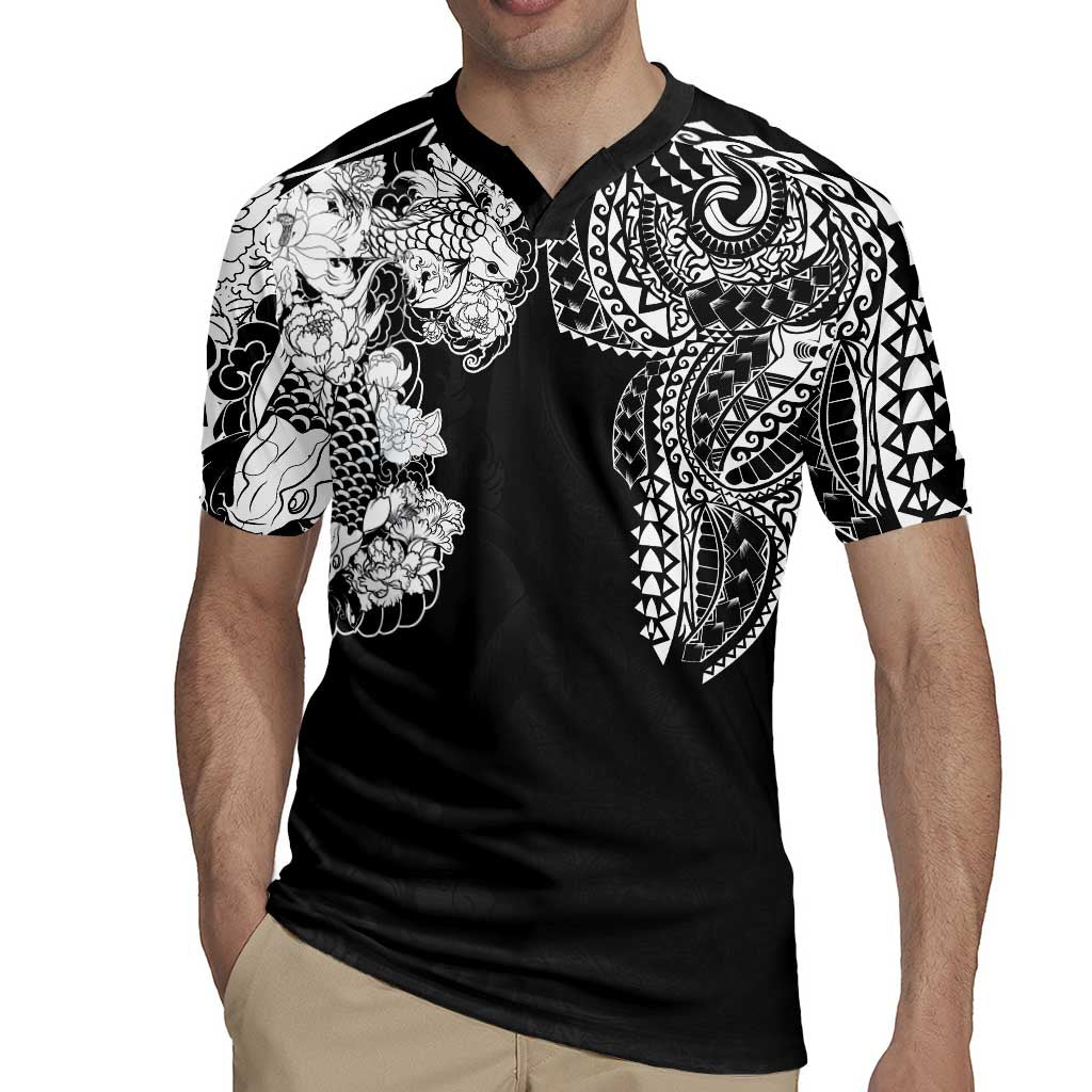 Japanese Irezumi and Hawaiian Polynesian Art Tattoo Rugby Jersey Black Color LT03 - Polynesian Pride