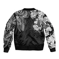 Japanese Irezumi and Hawaiian Polynesian Art Tattoo Sleeve Zip Bomber Jacket Black Color - Polynesian Pride