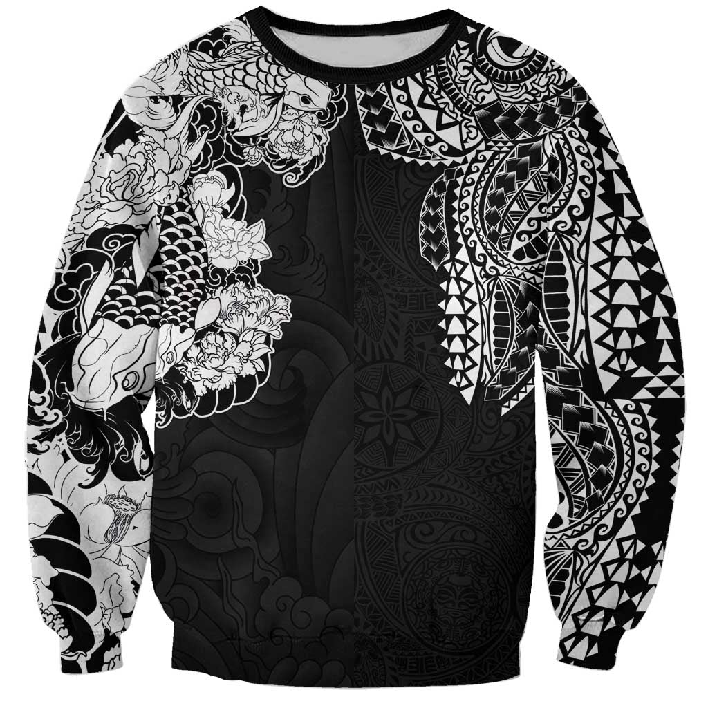 Japanese Irezumi and Hawaiian Polynesian Art Tattoo Sweatshirt Black Color LT03 Unisex Black - Polynesian Pride