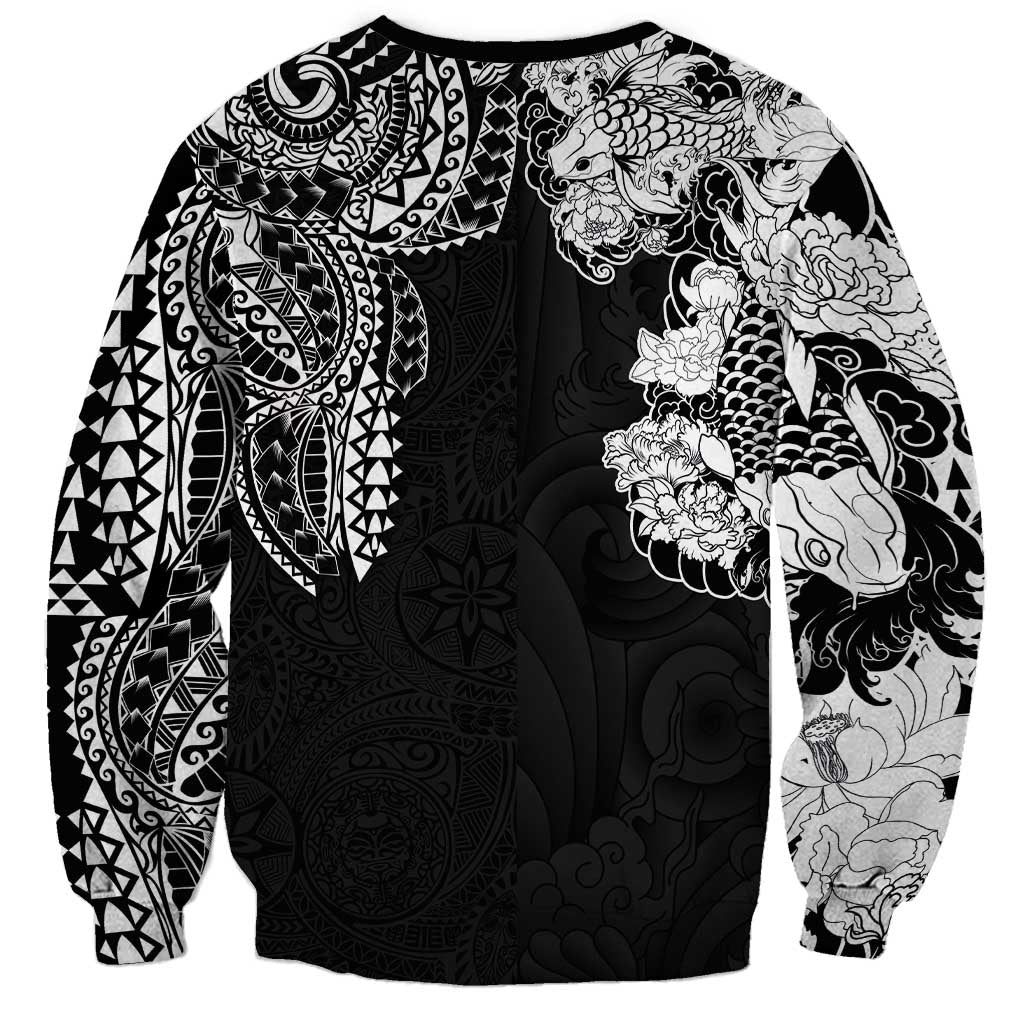 Japanese Irezumi and Hawaiian Polynesian Art Tattoo Sweatshirt Black Color LT03 - Polynesian Pride