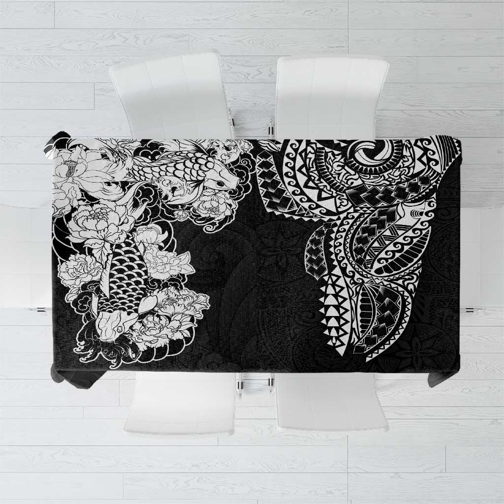 Japanese Irezumi and Hawaiian Polynesian Art Tattoo Tablecloth Black Color LT03 Black - Polynesian Pride