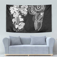 Japanese Irezumi and Hawaiian Polynesian Art Tattoo Tapestry Black Color - Polynesian Pride