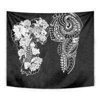 Japanese Irezumi and Hawaiian Polynesian Art Tattoo Tapestry Black Color - Polynesian Pride