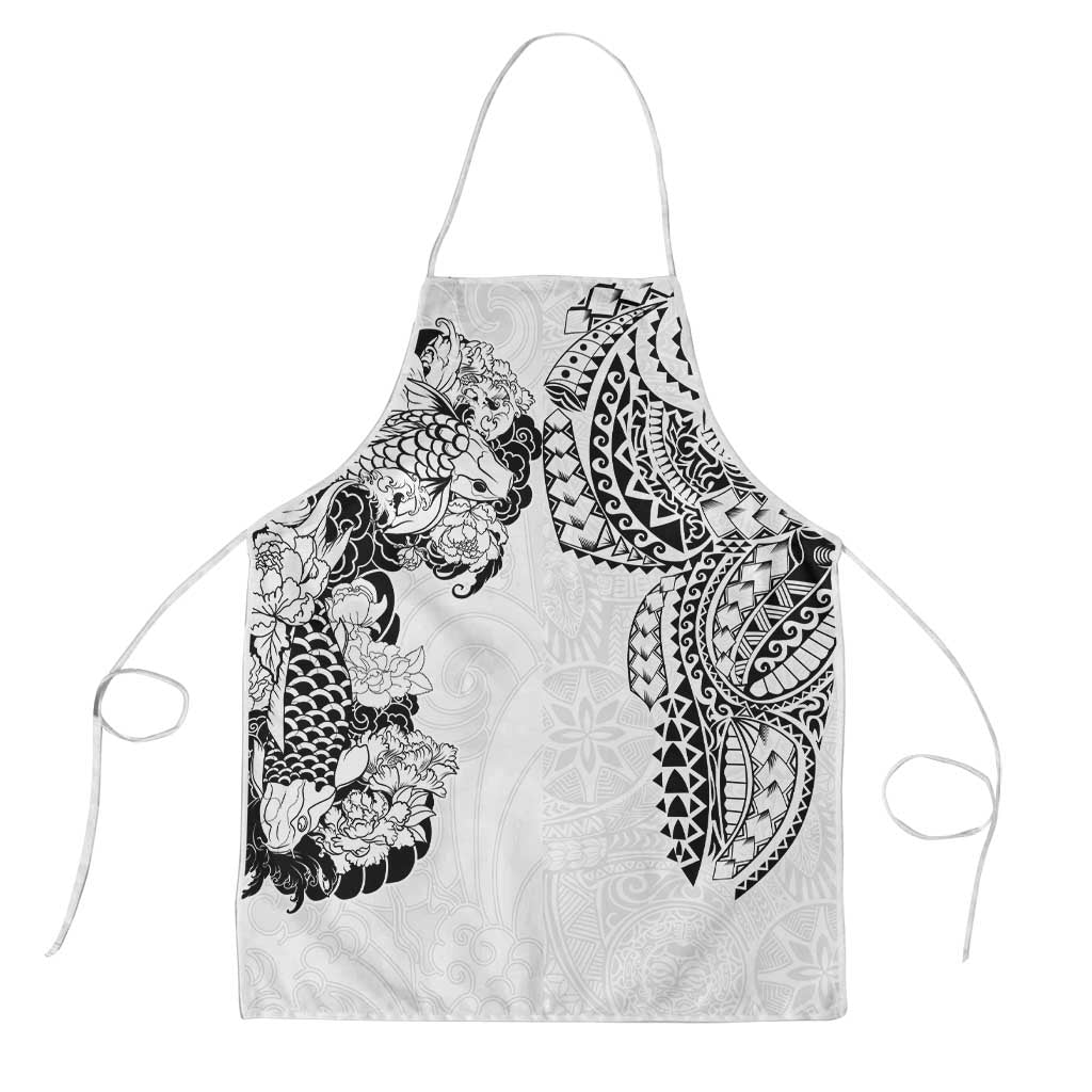 Japanese Irezumi and Hawaiian Polynesian Art Tattoo Apron White Color LT03 White - Polynesian Pride