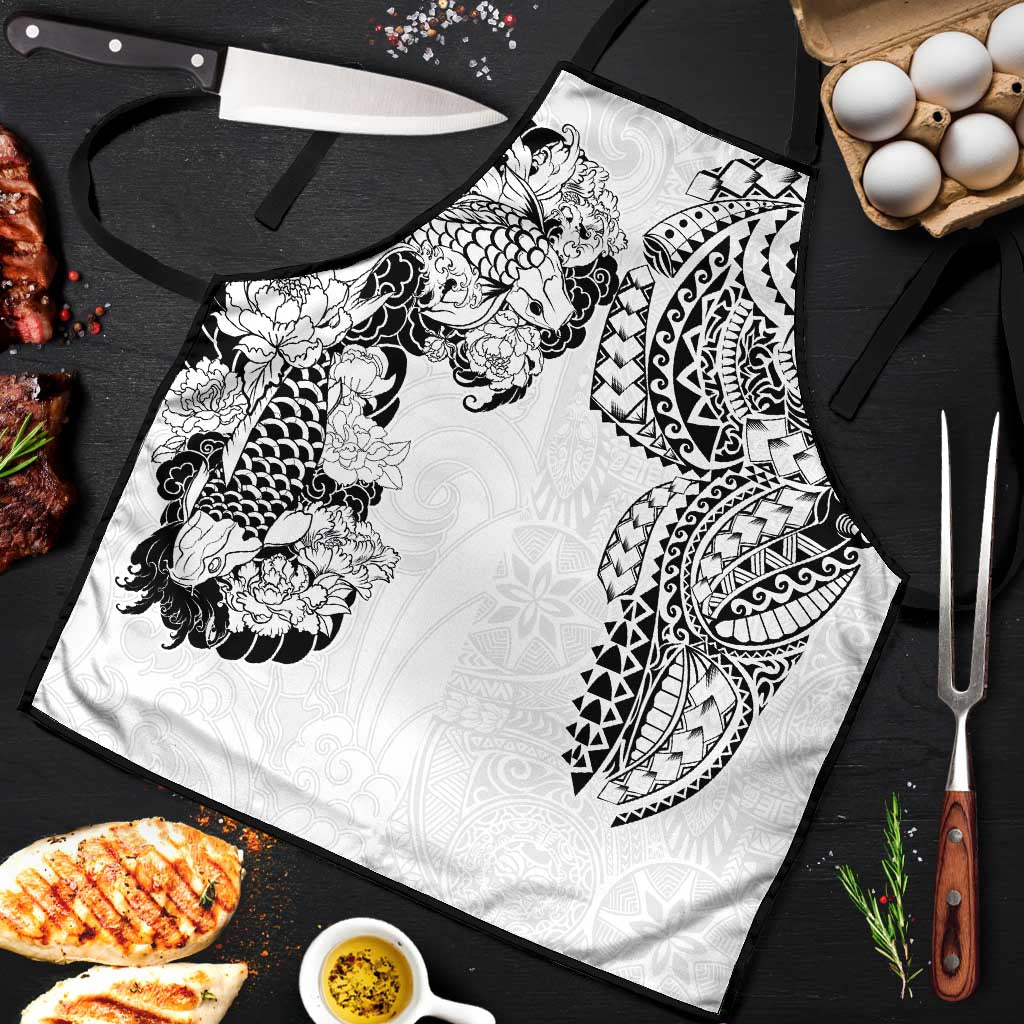 Japanese Irezumi and Hawaiian Polynesian Art Tattoo Apron White Color LT03 White - Polynesian Pride