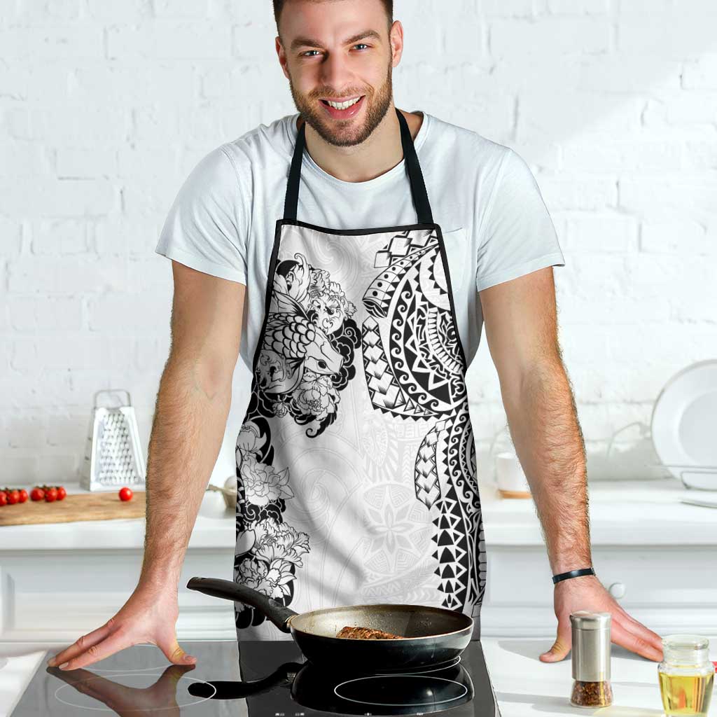 Japanese Irezumi and Hawaiian Polynesian Art Tattoo Apron White Color LT03 - Polynesian Pride