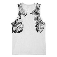Japanese Irezumi and Hawaiian Polynesian Art Tattoo Basketball Jersey White Color LT03 Unisex White - Polynesian Pride