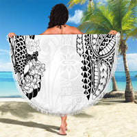 Japanese Irezumi and Hawaiian Polynesian Art Tattoo Beach Blanket White Color LT03 - Polynesian Pride
