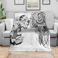 Japanese Irezumi and Hawaiian Polynesian Art Tattoo Blanket White Color - Polynesian Pride