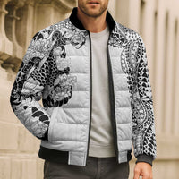 Japanese Irezumi and Hawaiian Polynesian Art Tattoo Bomber Puffer Jacket White Color LT03 - Polynesian Pride
