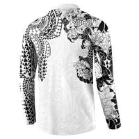 Japanese Irezumi and Hawaiian Polynesian Art Tattoo Button Sweatshirt White Color LT03 - Polynesian Pride
