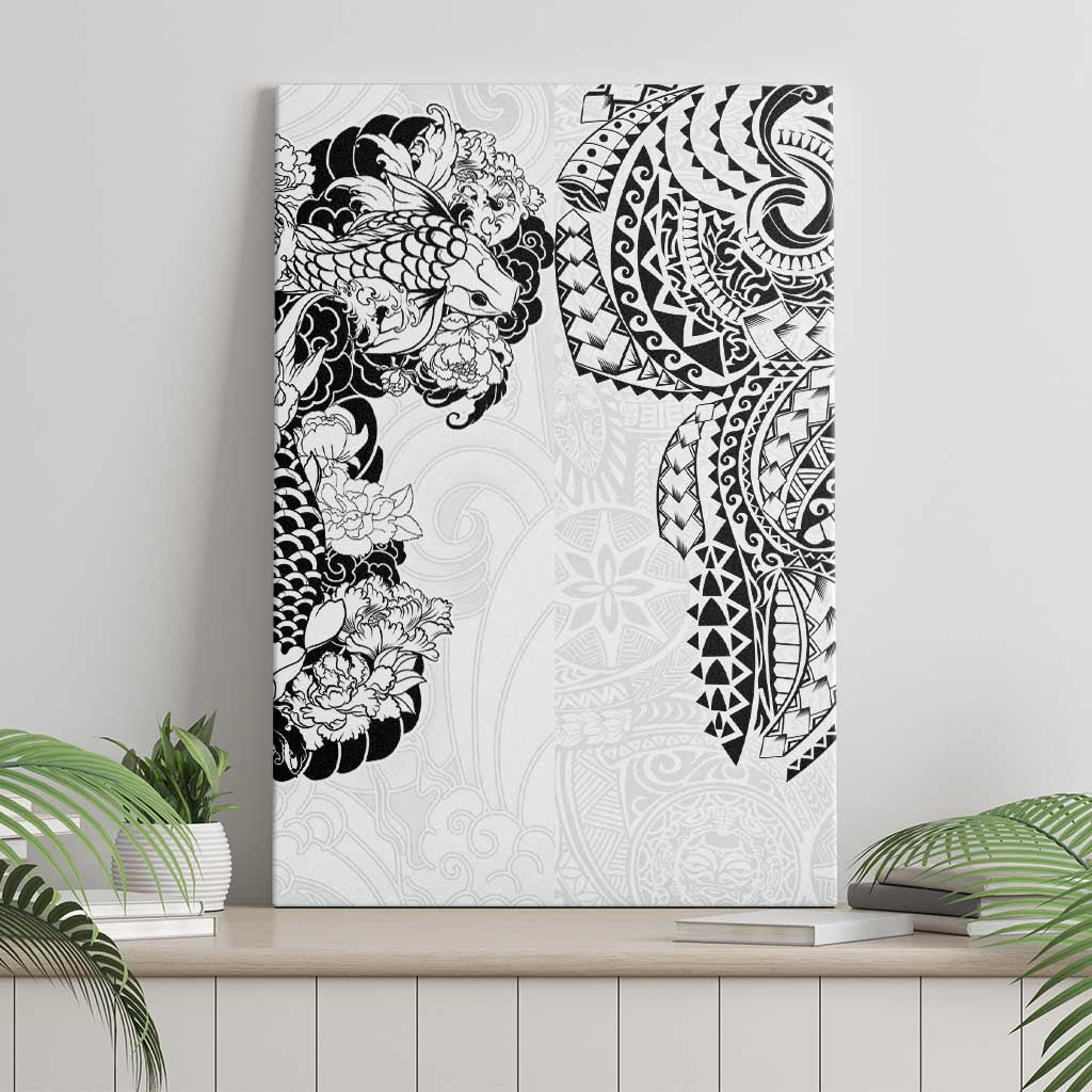 Japanese Irezumi and Hawaiian Polynesian Art Tattoo Canvas Wall Art White Color LT03 - Polynesian Pride