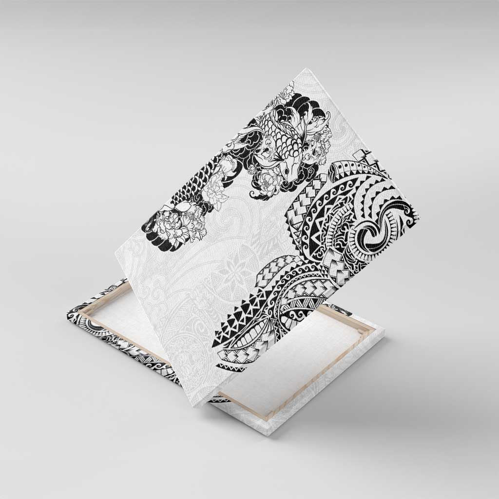 Japanese Irezumi and Hawaiian Polynesian Art Tattoo Canvas Wall Art White Color LT03 With Frame White - Polynesian Pride